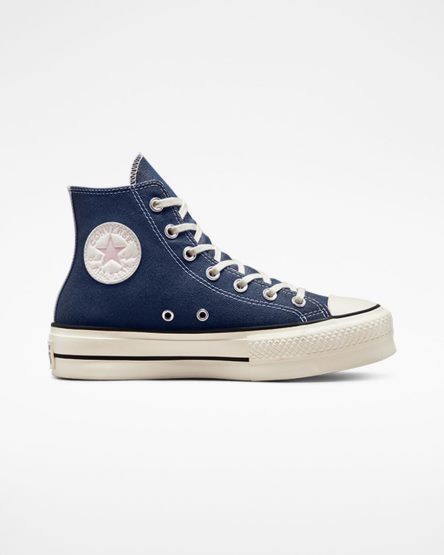 Pantofi Platforma Dama Converse Chuck Taylor All Star Lift Denim Inalti Bleumarin Portocalii Roz | RO FSUH13259